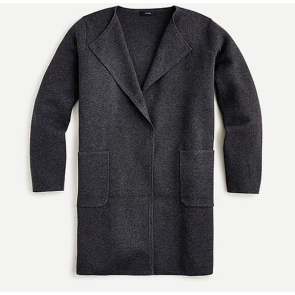 J. CREW Juliette Collarless Sweater Blazer Heather Charcoal Coal Gray {3B36} - Picture 2 of 7